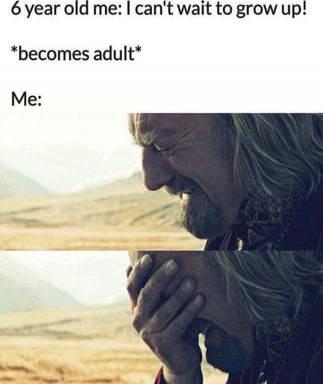 6 year old me: I can't wait to grow up! *becomes adult* Me: