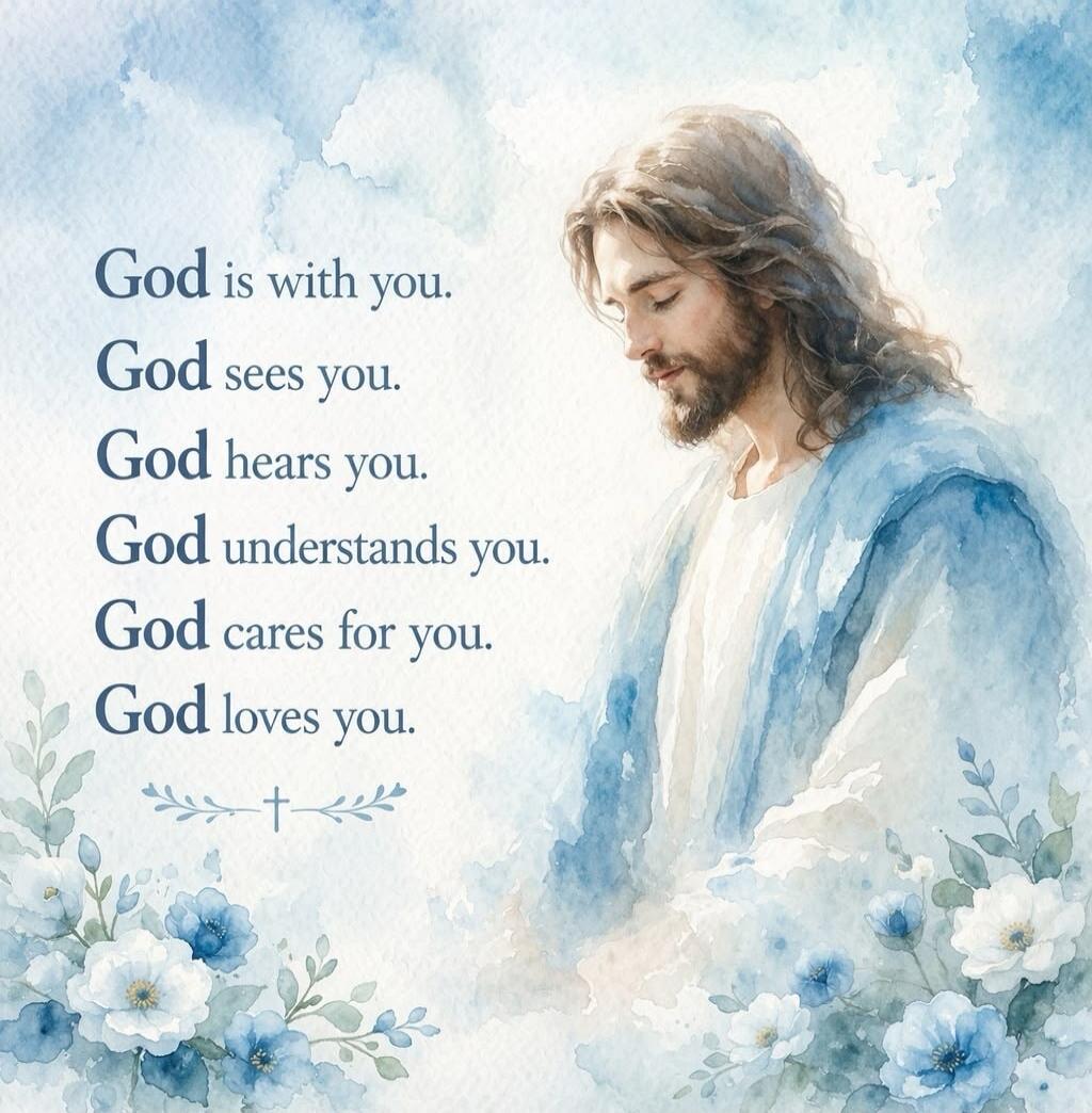 God is with you. God sees you. God hears you. God understands you. God cares for you. God loves you.