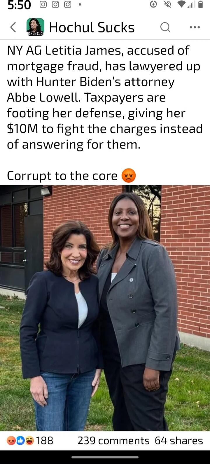 NY AG Letitia James, accused of mortgage fraud, has lawyered up with Hunter Biden’s attorney Abbe Lowell. Taxpayers are footing her defense, giving her $10M to fight the charges instead of answering for them. Corrupt to the core 😡
