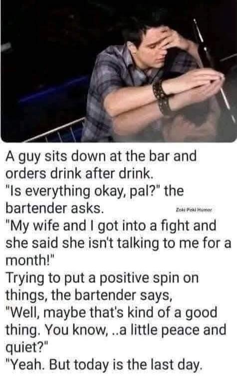 A guy sits down at the bar and orders drink after drink. 