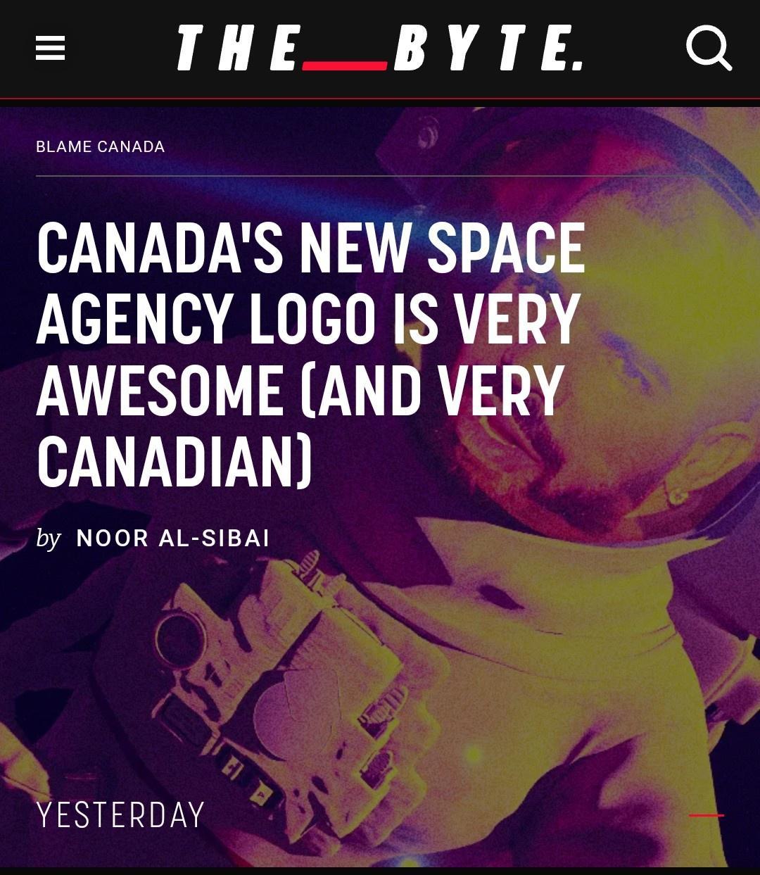 THE _BYIEL CANADAS NEW SPACE AGENCY LOGO IS VERY AWESOME AND VERY CANADIAN by NOOR AL SIBAI YESTERDAY