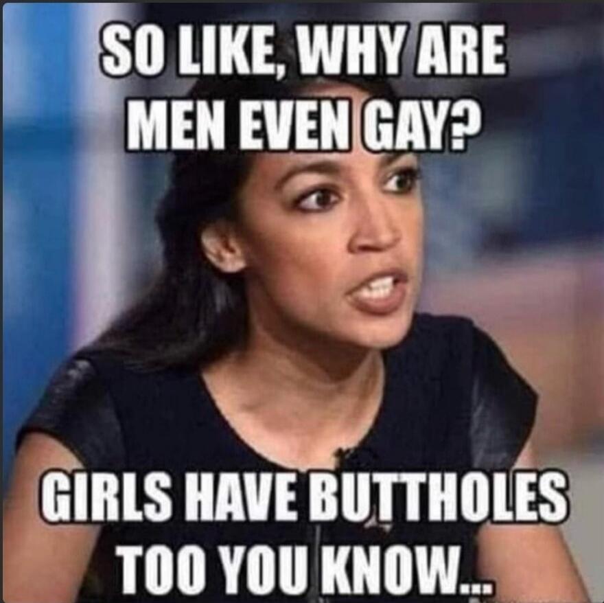 SO LIKE, WHY ARE MEN EVEN GAY? GIRLS HAVE BUTTHOLES TOO YOU KNOW...