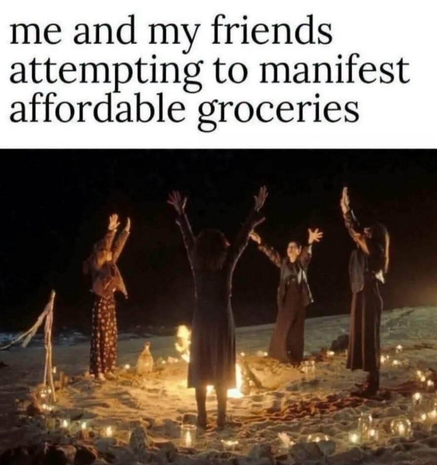 me and my friends attempting to manifest affordable groceries