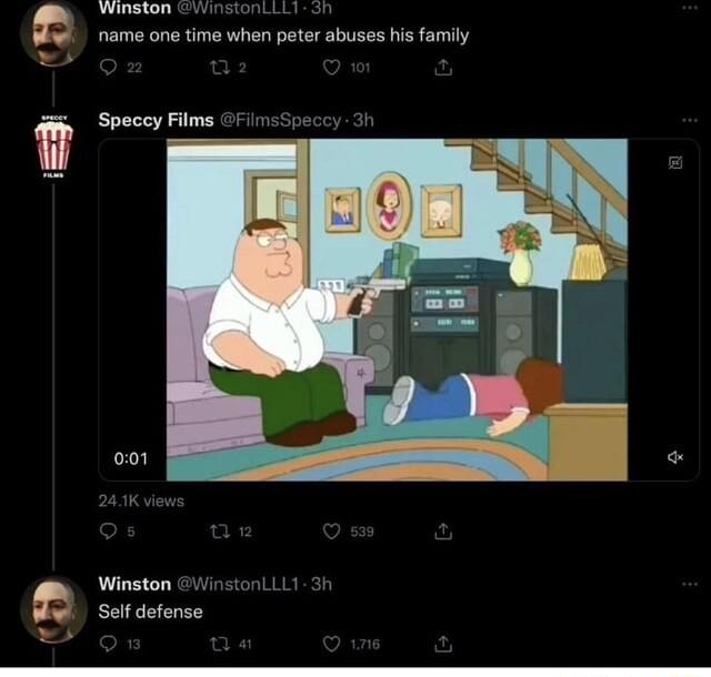 TR GvnatoniiL name one time when peter abuses his family 001 B soiscome