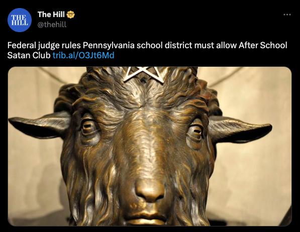 The Hill athehill Federal judge rules Pennsylvania school district must allow After School Satan Club tribal03t6Md