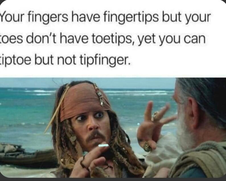 Your fingers have fingertips but your toes don't have toetips, yet you can tiptoe but not tipfinger.