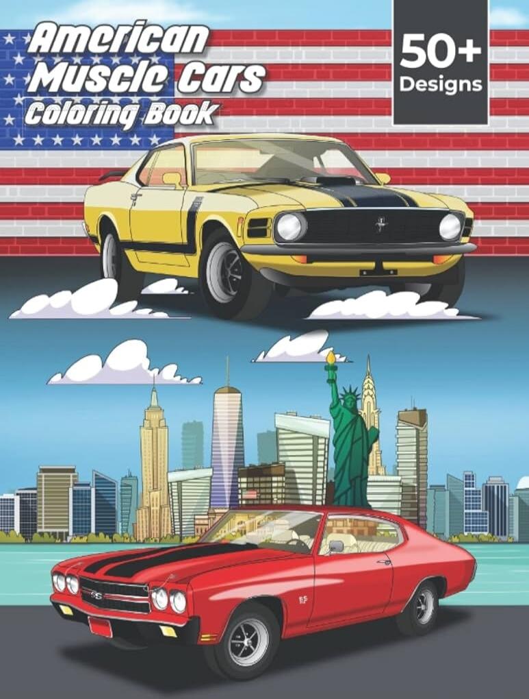 American Muscle Cars Coloring Book 50+ Designs