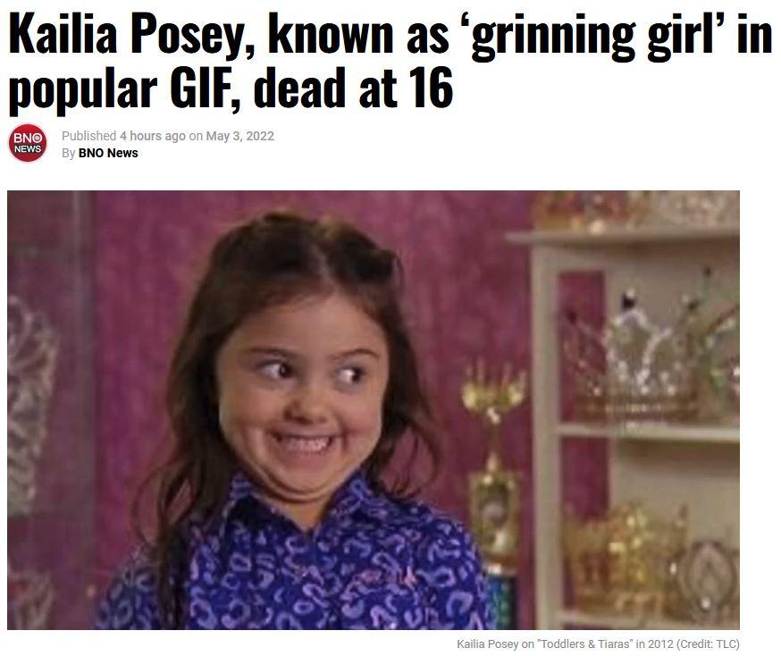 Kailia Posey known as grinning girl in popular GIF dead at 16