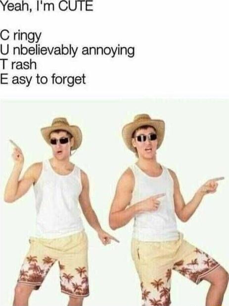 Yeah Im CUTE C ringy U nbelievably annoying T rash E asy to forget