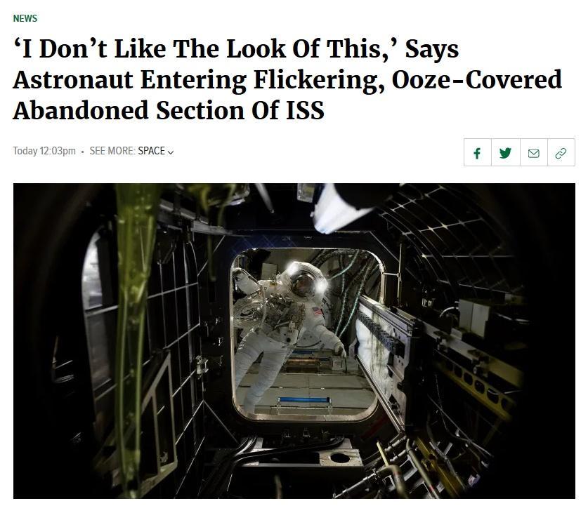 I Dont Like The Look his Says Astronaut Entering Flickering Ooze Covered Abandoned Section Of ISS