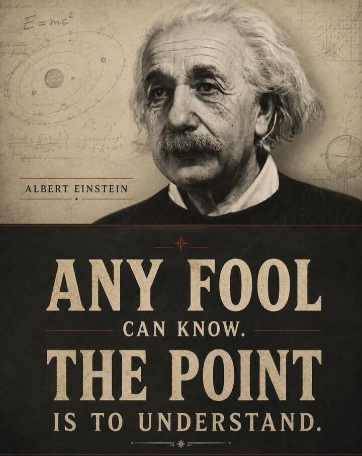 E=mc² ALBERT EINSTEIN ANY FOOL CAN KNOW. THE POINT IS TO UNDERSTAND.