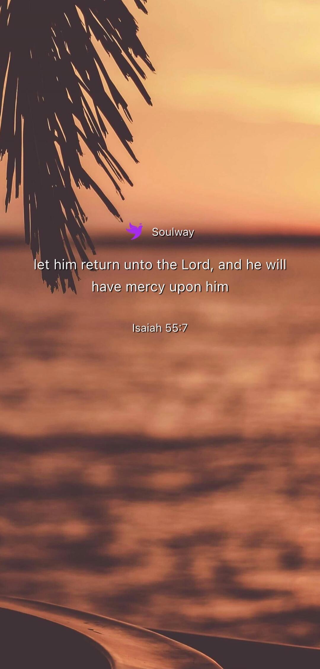 Soulway let him return unto the Lord, and he will have mercy upon him Isaiah 55:7