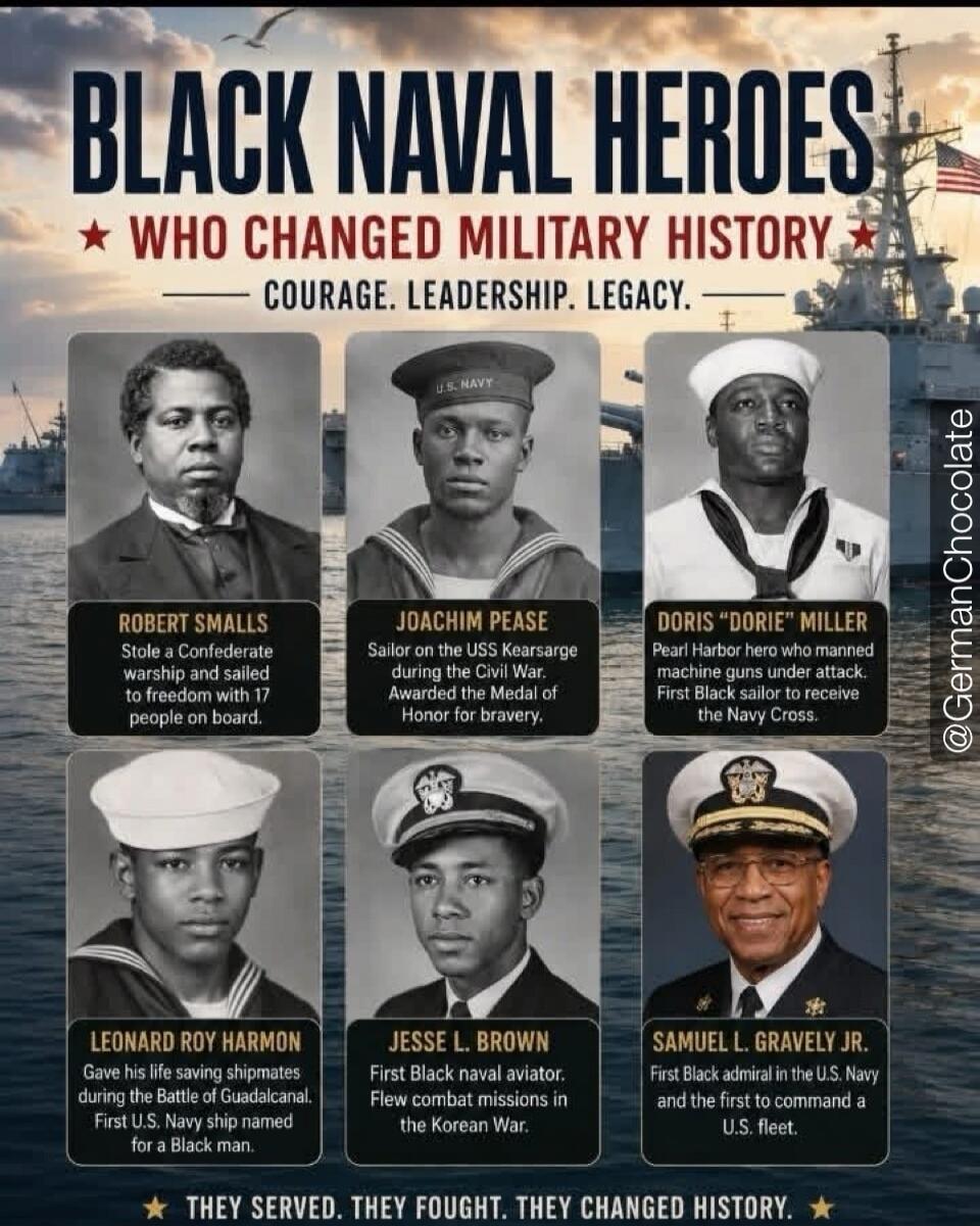 BLACK NAVAL HEROES WHO CHANGED MILITARY HISTORY. COURAGE. LEADERSHIP. LEGACY. ROBERT SMALLS: Stole a Confederate warship and sailed to freedom with 17 people on board. JOACHIM PEASE: Sailor on the USS Kearsarge during the Civil War. Awarded the Medal of Honor for bravery. DORIS 