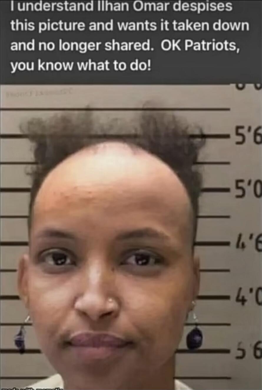 I understand Ilhan Omar despises this picture and wants it taken down and no longer shared. OK Patriots, you know what to do!