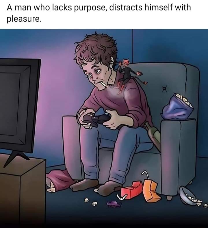 A man who lacks purpose distracts himself with pleasure o 2