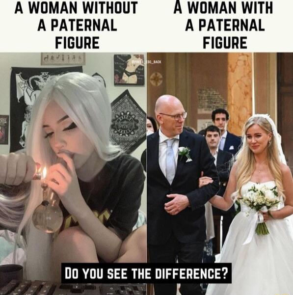 A WOMAN WITHOUT A WOMAN WITH A PATERNAL A PATERNAL FIGURE D0 YOU SEE THE DIFFEHENCE o