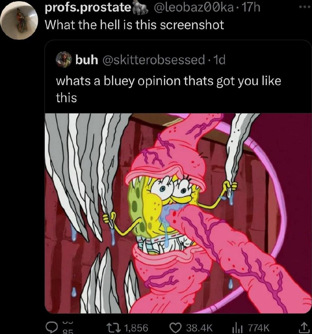 profsprostate leobaz00ka 17h VGERGENERERGINEEELE Tl buh skitterobsessed 1d whats a bluey opinion thats got you like this 11856 384K