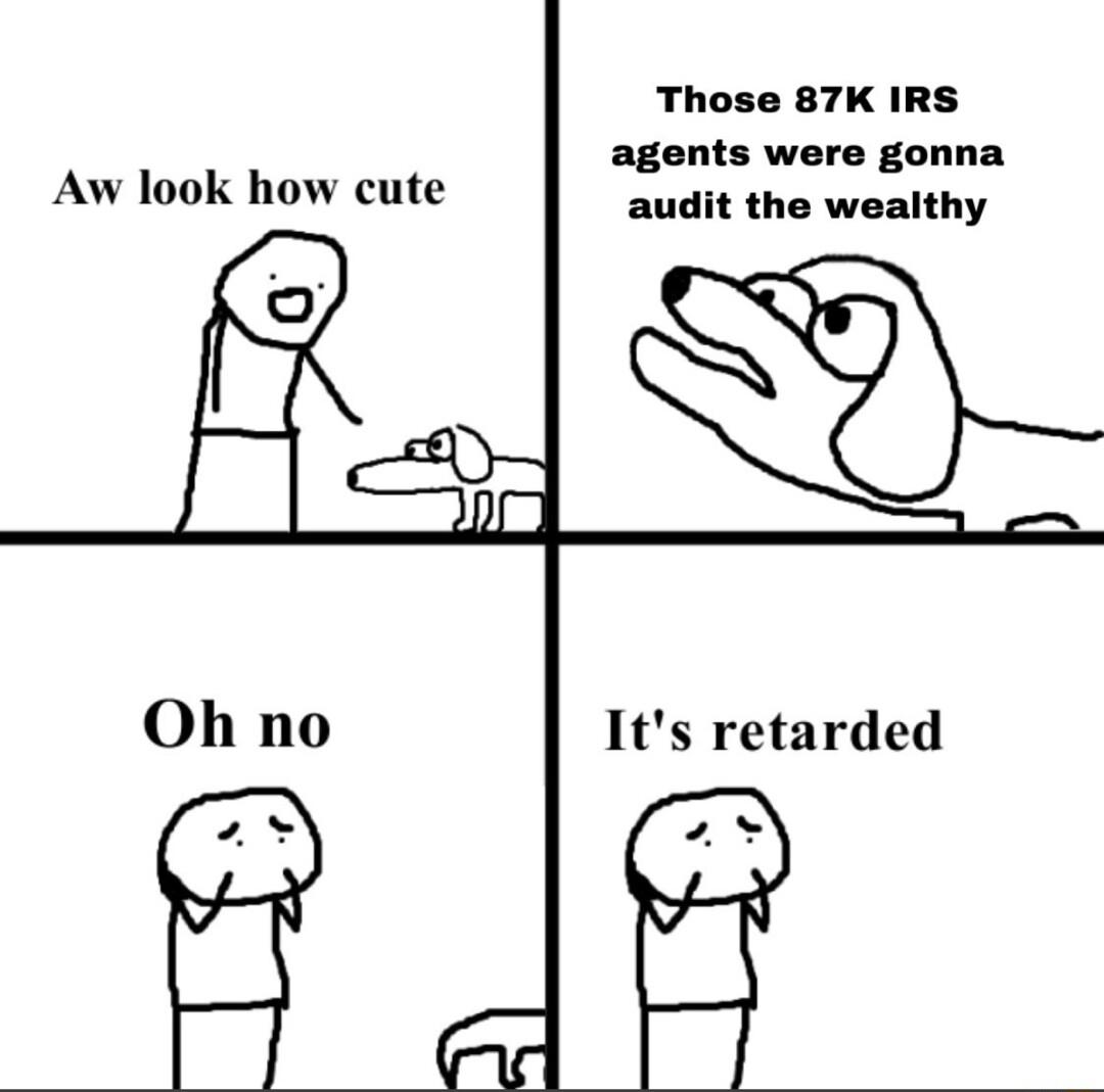Those 87K IRS agents were gonna audit the wealthy Aw look how cute