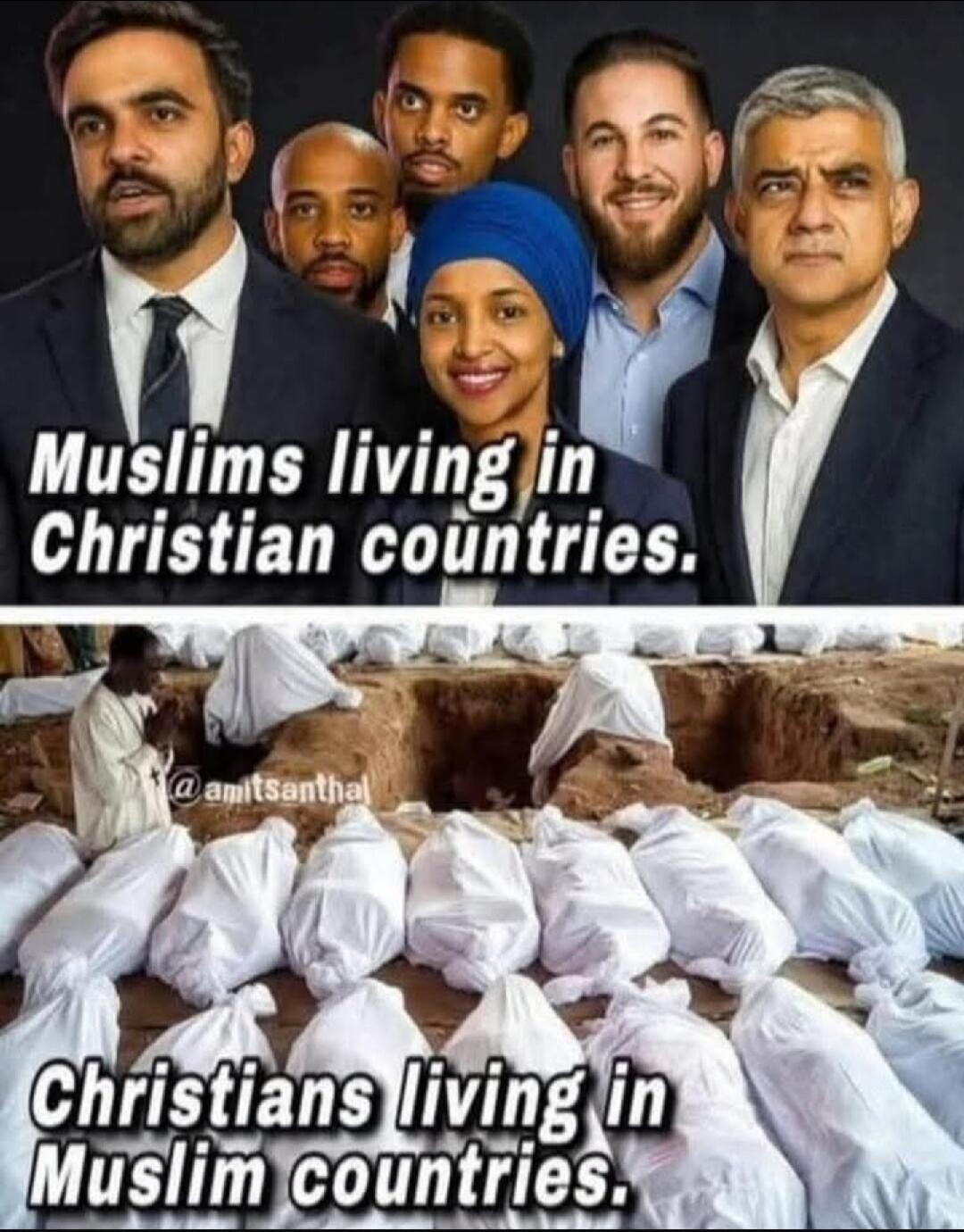 Muslims living in Christian countries.\nChristians living in Muslim countries.