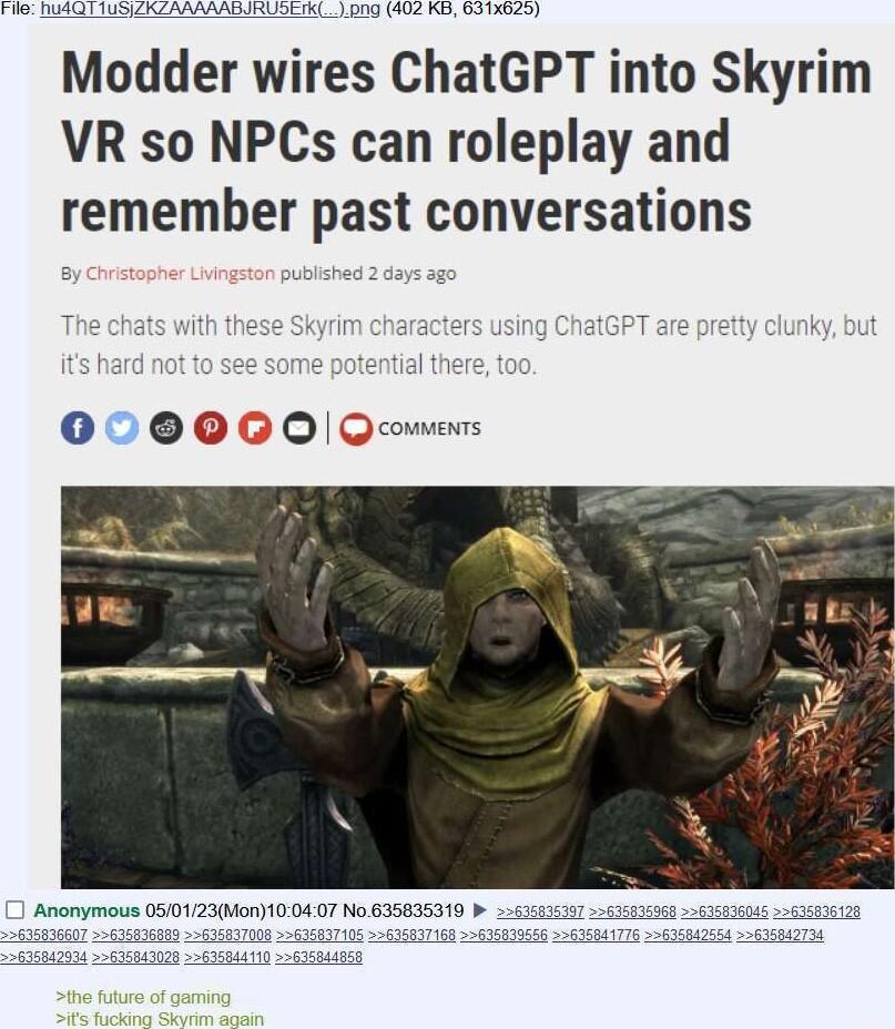 rie h R e Modder wires ChatGPT into Skyrim VR so NPCs can roleplay and remember past conversations 00000 0 Qomens