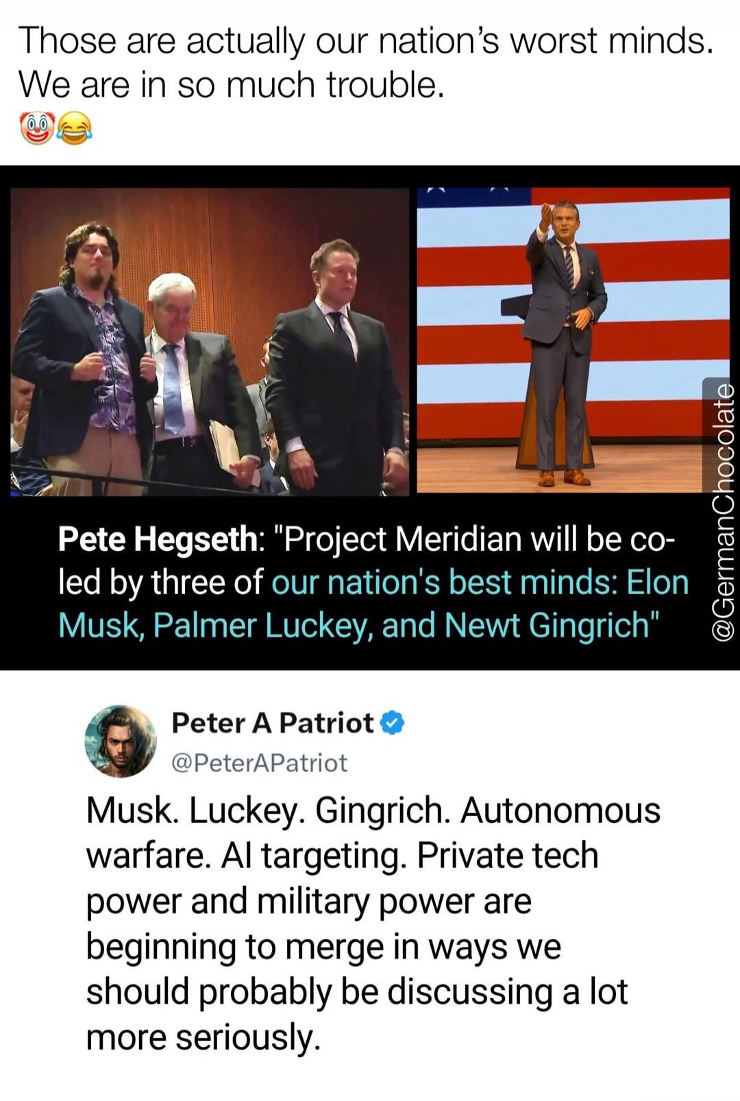 Those are actually our nation's worst minds. We are in so much trouble. Pete Hegseth: 