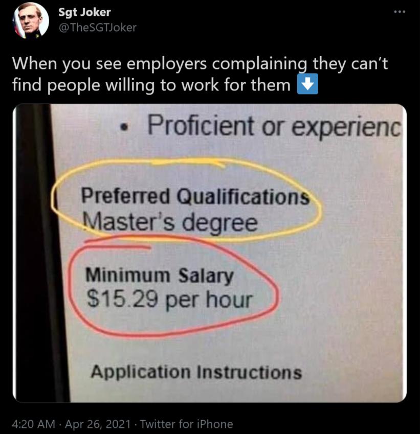 When you see employers complaining they cant Lilate IoTteTo RVV1 1Yo Mo RVVIeY e aIT0 Proficient or experienc Preferred Qualifications Masters degree s T Minimum Salary 1529 per hour Application Instructions