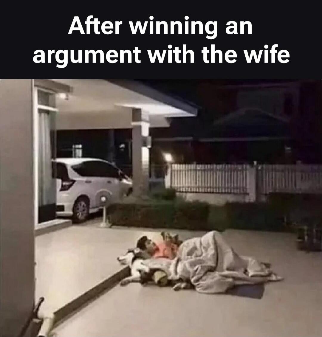 After winning an argument with the wife