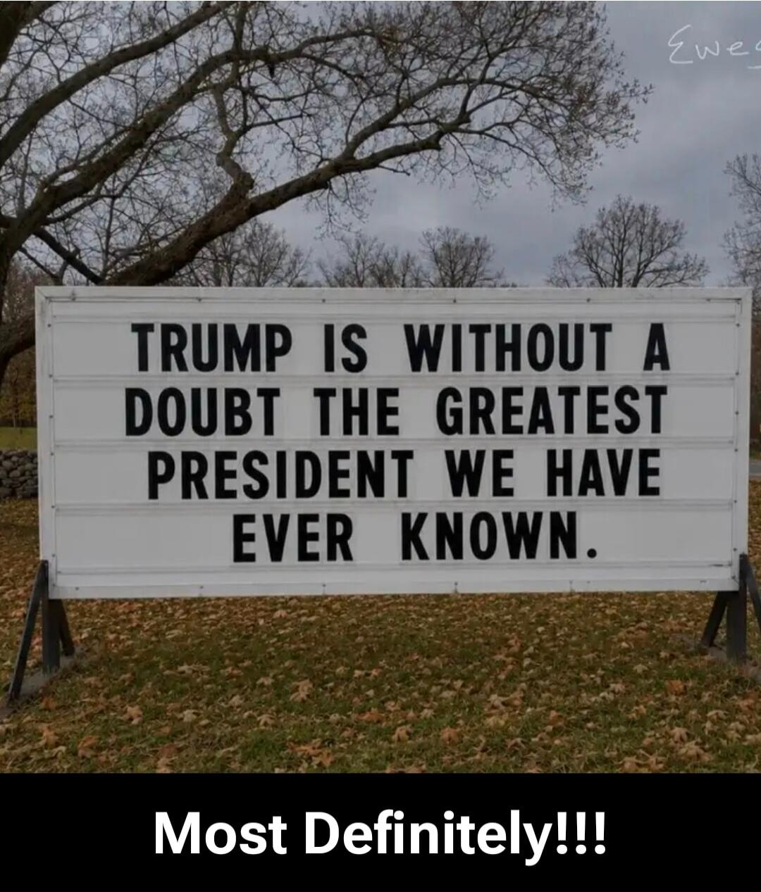 TRUMP IS WITHOUT A DOUBT THE GREATEST PRESIDENT WE HAVE EVER KNOWN. Most Definitely!!!