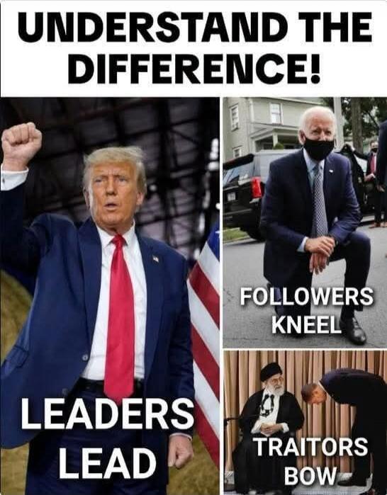 UNDERSTAND THE DIFFERENCE! LEADERS LEAD FOLLOWERS KNEEL TRAITORS BOW