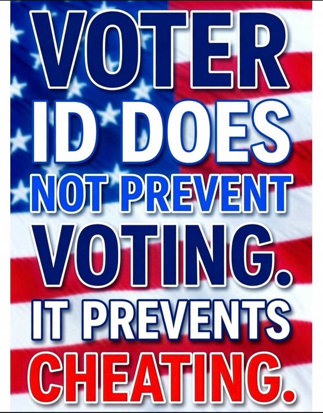 VOTER ID DOES NOT PREVENT VOTING. IT PREVENTS CHEATING.