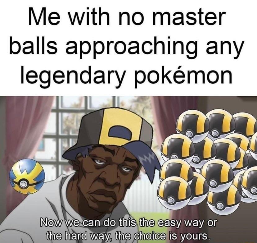 Me with no master balls approaching any legendary pokmon