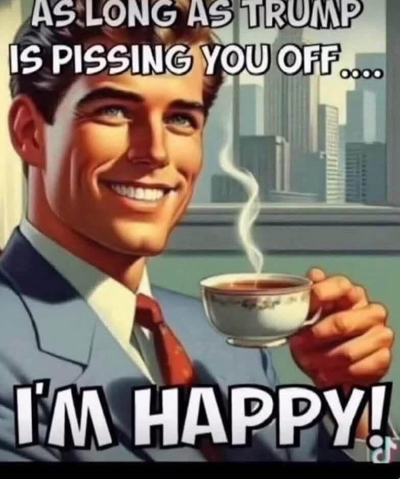 AS LONG AS TRUMP IS PISSING YOU OFF... I'M HAPPY!