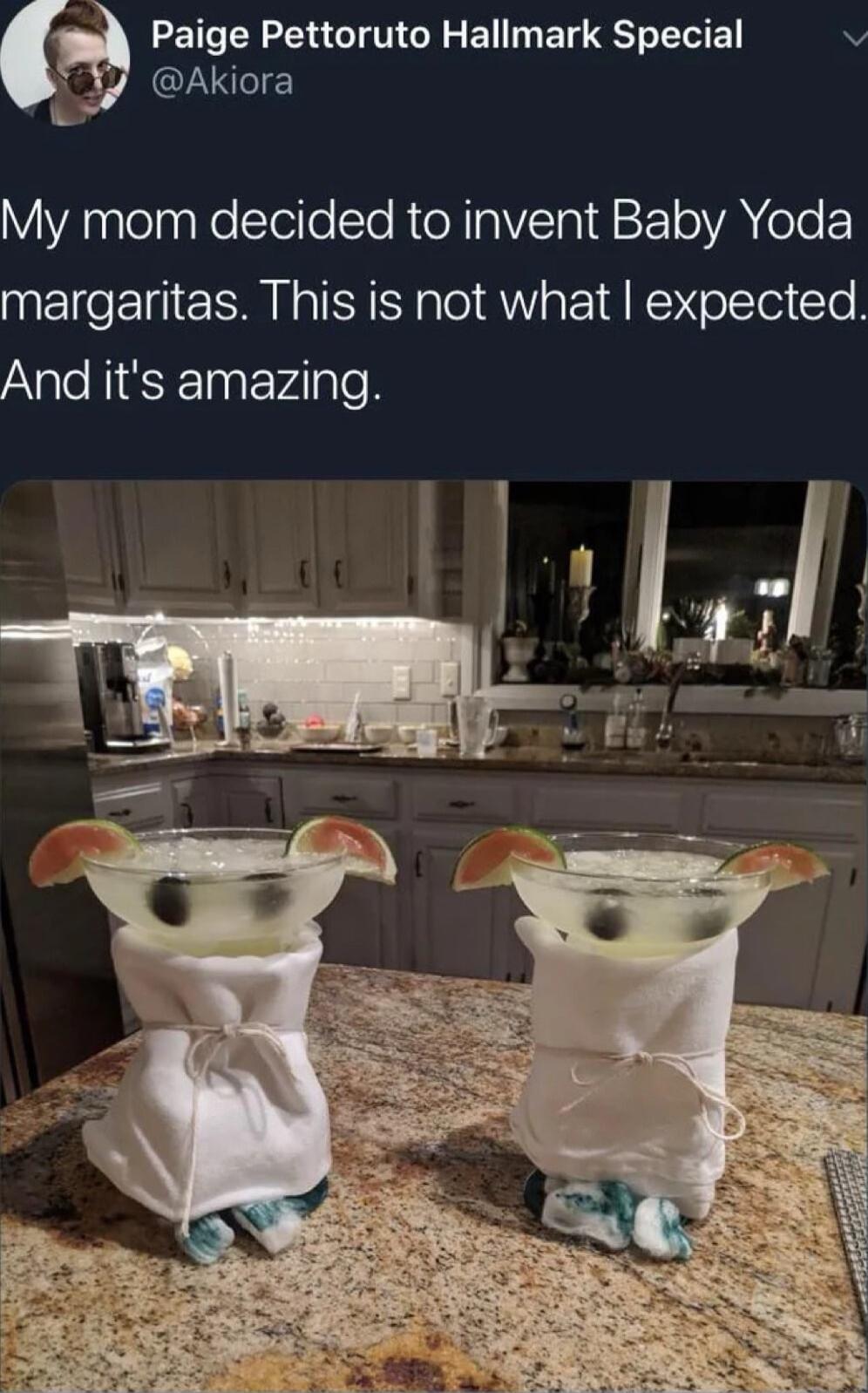 Paige Pettoruto Hallmark Special 3 Akiora My mom decided to invent Baby Yoda margaritas This is not what expected And its amazing