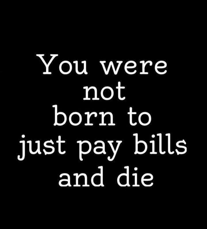 You were not born to just pay bills and die