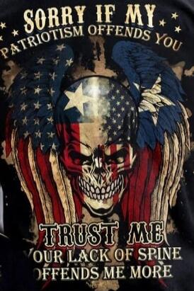 Sorry if my patriotism offends you. Trust me, your lack of spine offends me more.