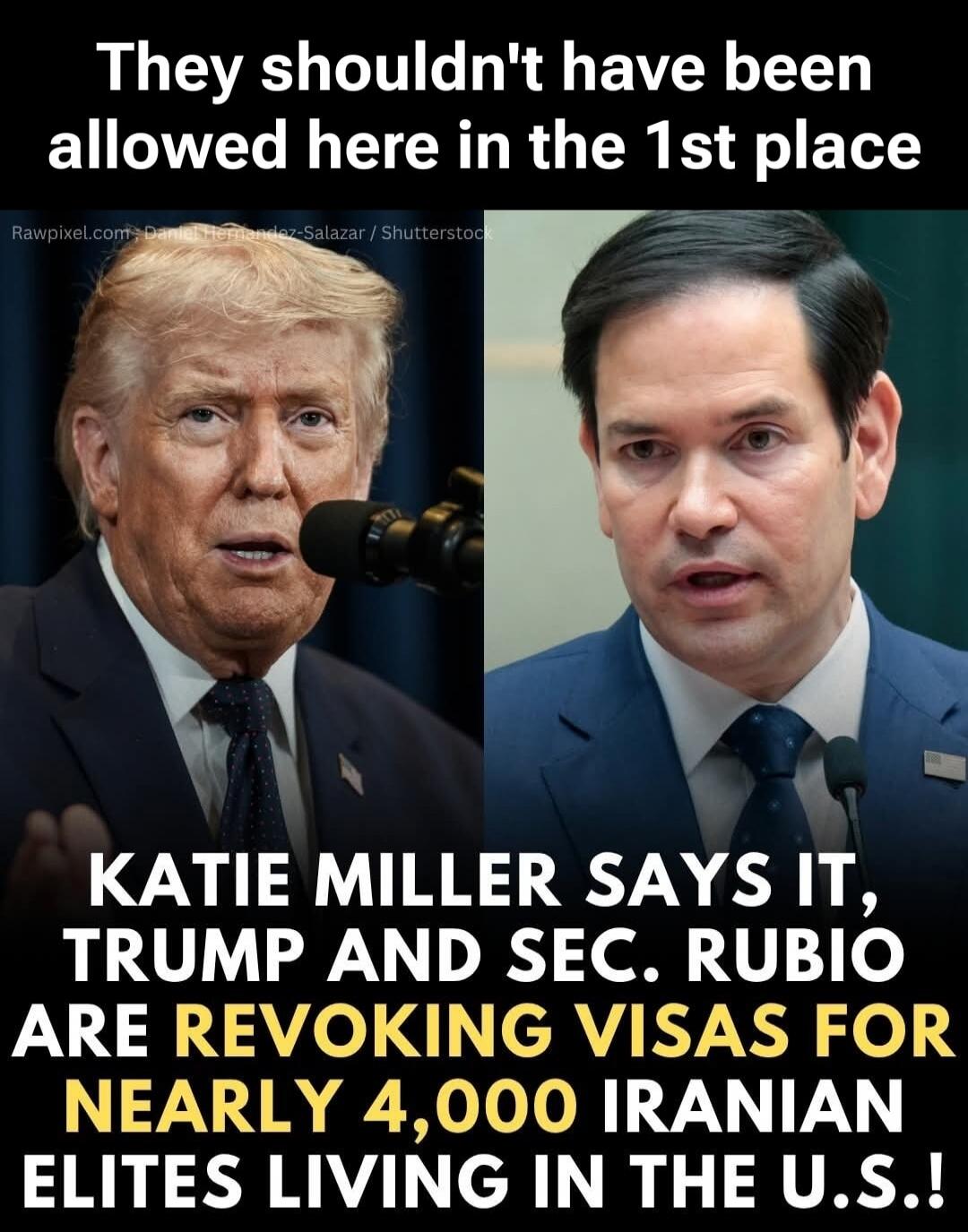 They shouldn't have been allowed here in the 1st place. Katie Miller says it, Trump and Sec. Rubio are revoking visas for nearly 4,000 Iranian elites living in the U.S.!