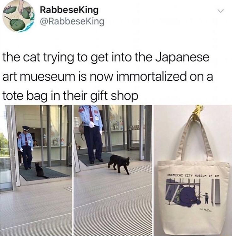 K o RabbeseKing RabbeseKing the cat trying to get into the Japanese art mueseum is now immortalized on a gift shop