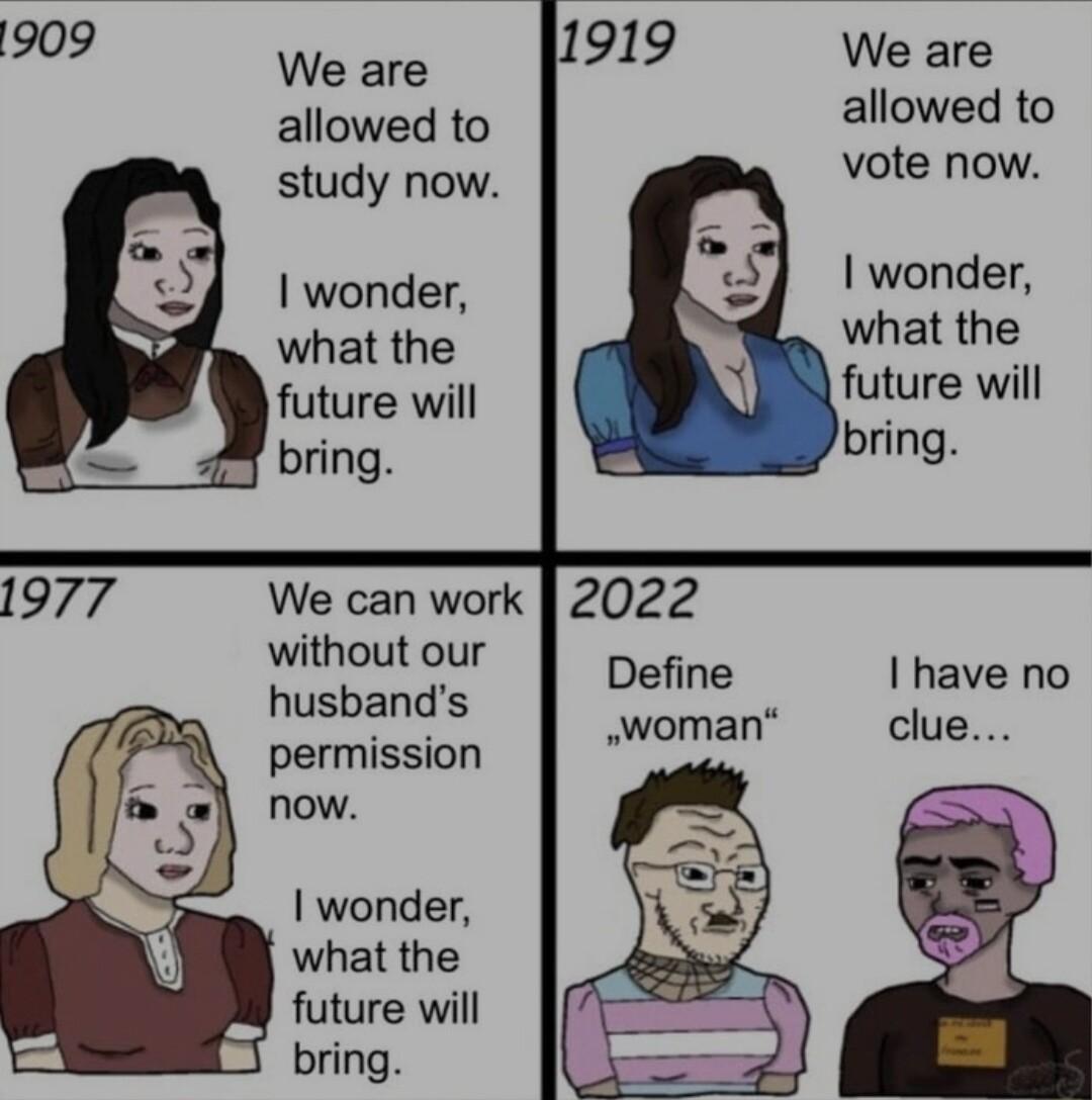 Lo 919 We are We are allowed to allowed to study now vote now wonder wonder what the what the future will future will bring without our husbands Define have no permission clue now wonder what the future will L bring