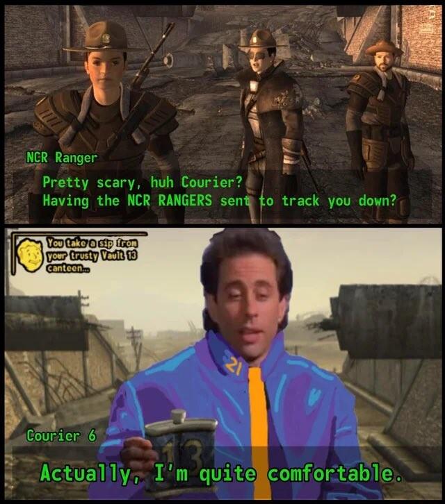 NCR Ranger Pretty scary huh Courier Having the NCR RANGERS senf fo track you down Gouticr 6 Actua s