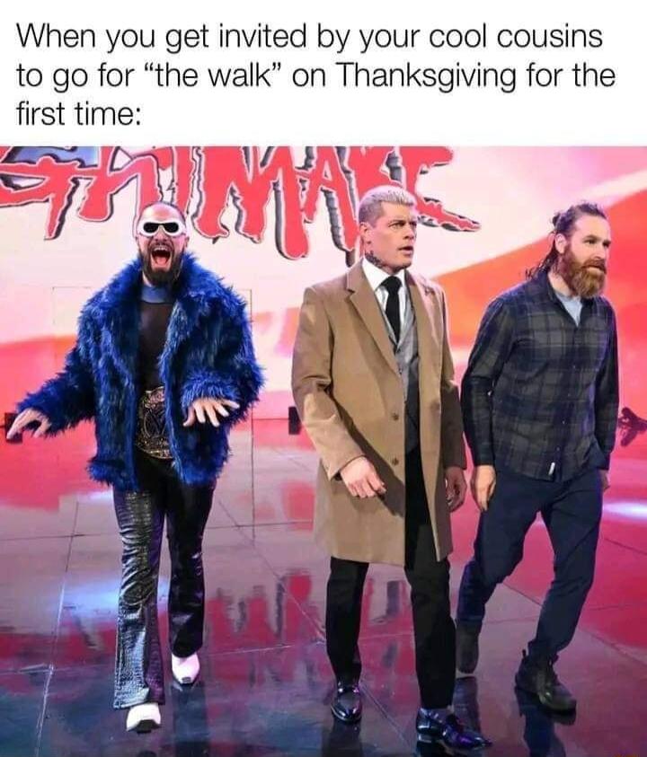 When you get invited by your cool cousins to go for the walk on Thanksgiving for the first time