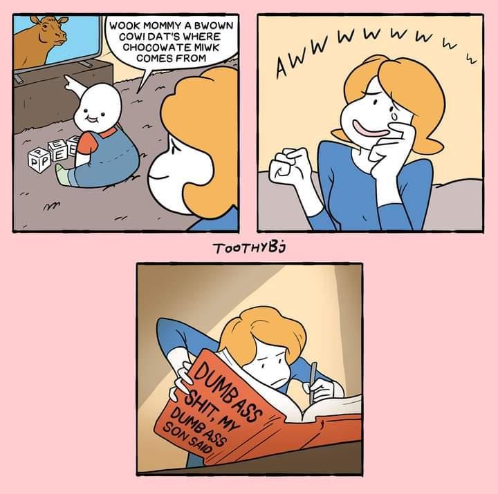 WOOK MOMMY A BWOWN COWIDATS WHERE JJ CHOCOWATE Miwk COMES FROM _of