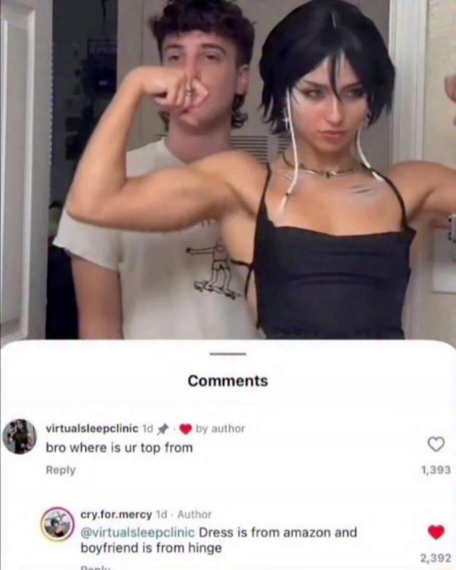 Comments
bro where is ur top from
Dress is from amazon and boyfriend is from hinge