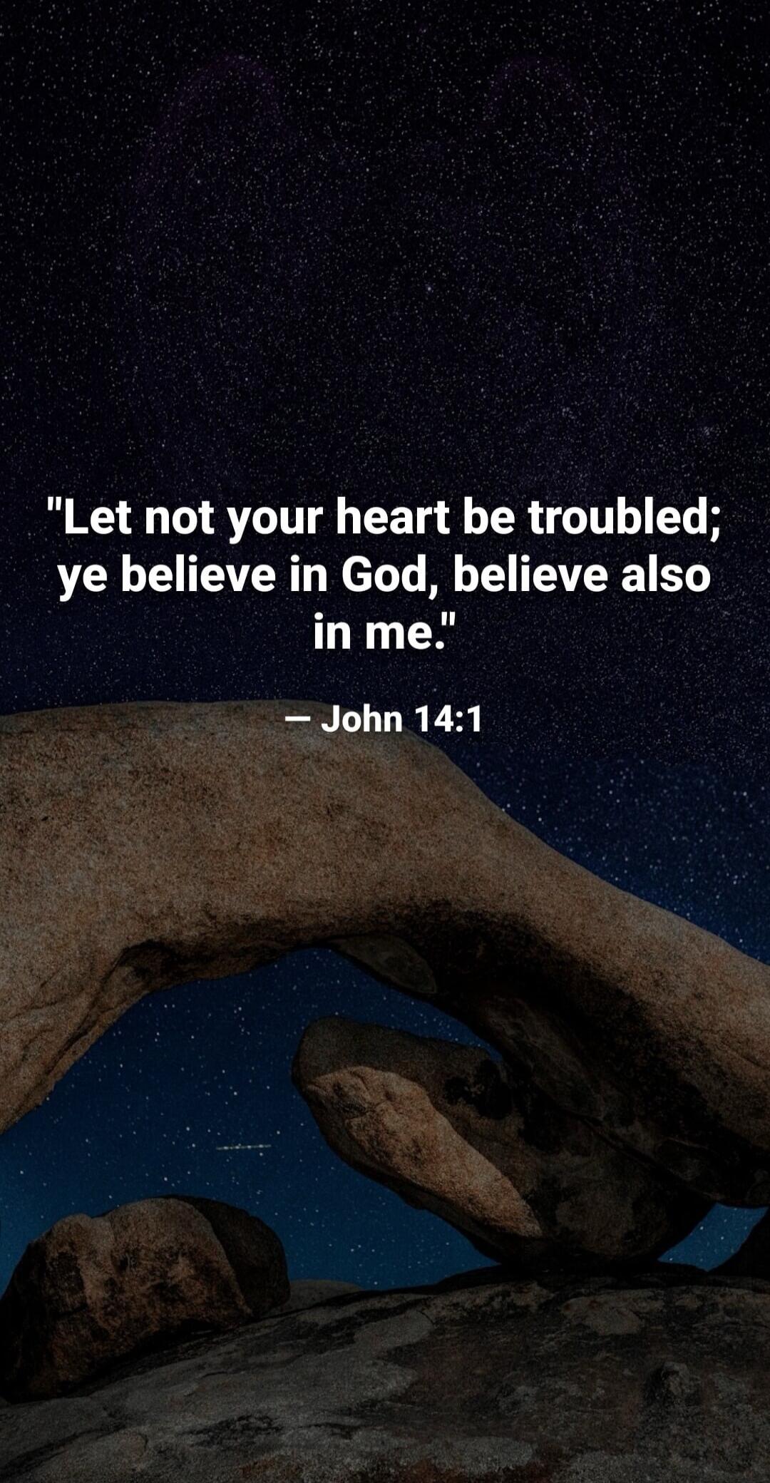 Let not your heart be troubled; ye believe in God, believe also in me. - John 14:1