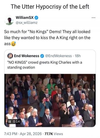 The Utter Hypocrisy of the Left. WilliamSX. So much for 