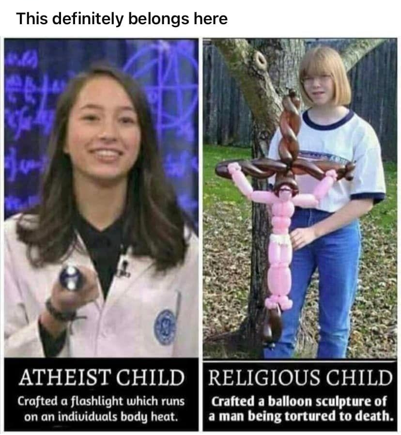 This definitely belongs here Crafted a flashlight which runs Crafted a balloon sculpture of on an individuals body heat a man being tortured to death