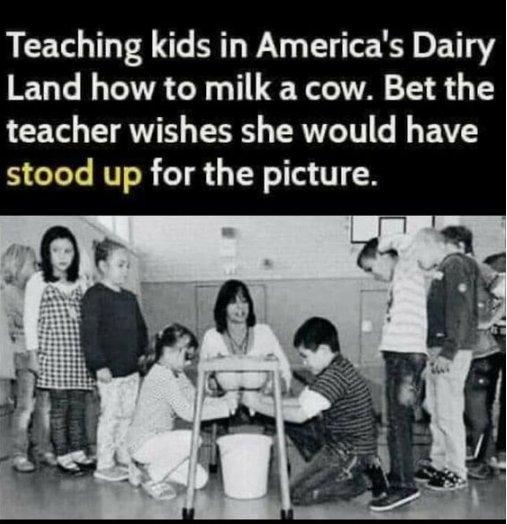 Teaching kids in Americas Dairy Land how to milk a cow Bet the LT T AT TS ERVTCTT G B AV stood up for the picture