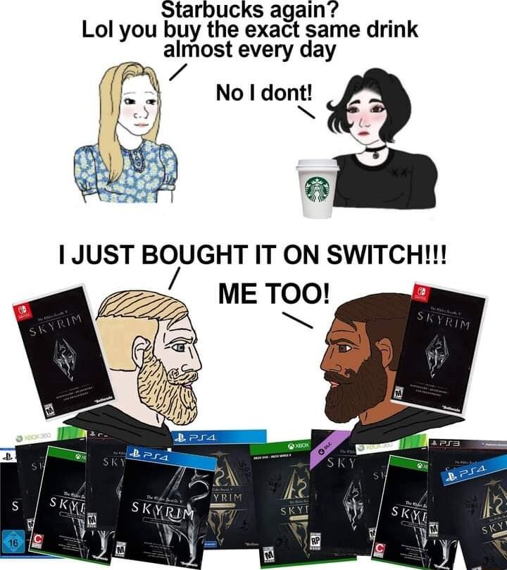 Starbucks again Lol you buy the exact same drink almost every day 1 JUST BOUGHT IT ON SWITCH METOO