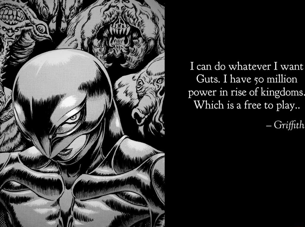 Ican do whatever I want Guts T have 50 million power in rise of kingdoms R Griffich