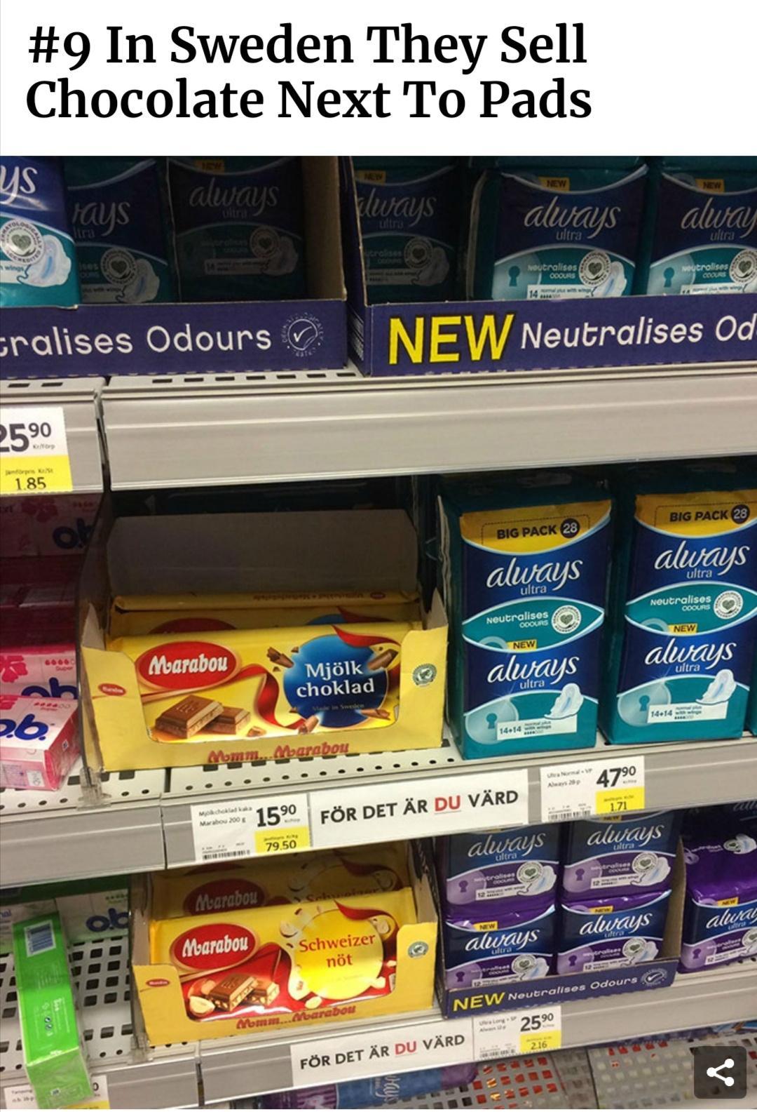 9 In Sweden They Sell Cho Pads ralises Odours Neutralises Od 15 roR DET AR DU VAR