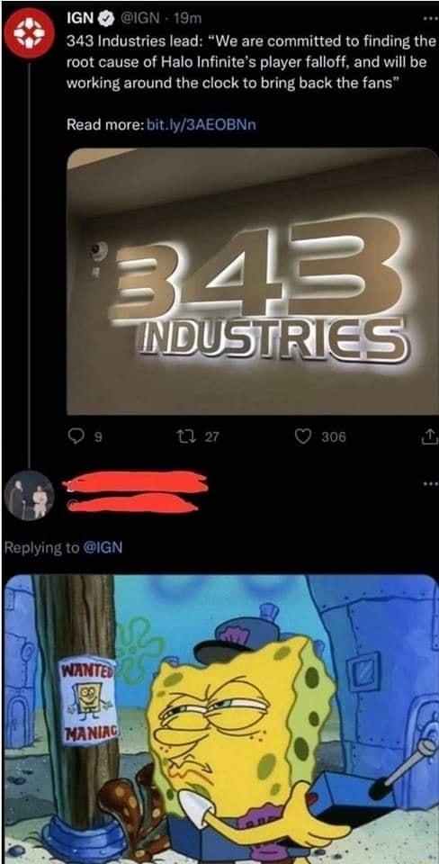 IGN 343 Industries lead We are committed to finding the root cause of Halo Infinites player falloff and will be working around the clock to bring back the fans Read more bit